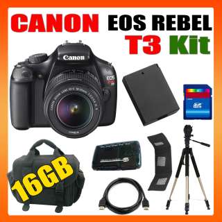 New Canon EOS Rebel T3 1100D Camera With16GB Deluxe Kit 013803136340 