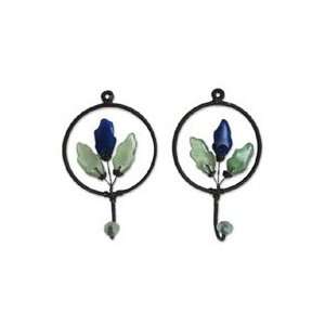   and recycled glass coat hooks, Blue Revival (pair)
