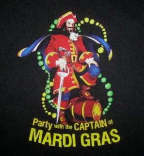 Captain Morgan Rum T Shirt~Mardi Gras~M~SS~Black  