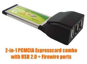 in 1 PCMCIA ExpressCard USB 2.0 Firewire Combo  