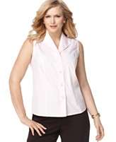   New York Collection Plus Size Shirt, Easy Care Sleeveless Soft Pink