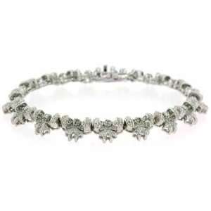    Sterling Silver Genuine Diamond Accent Bow Bracelet Jewelry