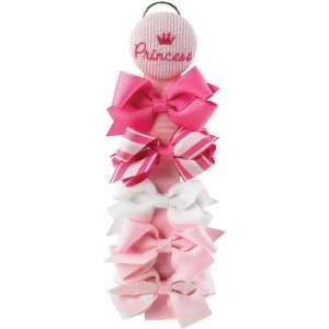   Pie Baby Little Princess Hair Bows with Holder, Pink, Set of 5 Baby