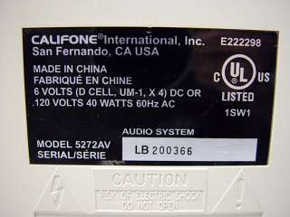 Califone 5272AV Portable Cassette Tape Player & Recorder Magnetophone 