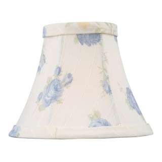 NEW 5 in. Wide Clip On Chandelier Shade, White Blue Floral Silk, White 