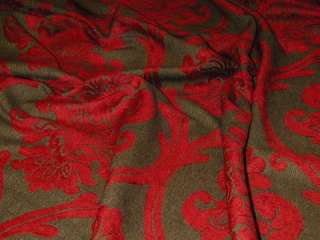 Designer Fabric Damask Chenille Red Upholstery Curtain  
