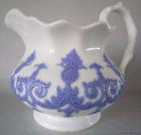 1830 50 Antique CHELSEA Grandmothers Ware PITCHER Lavender Scroll 