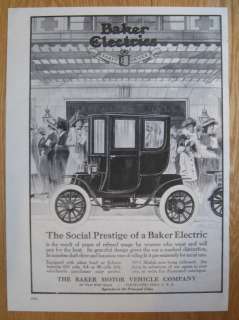Baker Electric Car Poster 1910 Ad Matheson Touring Car  