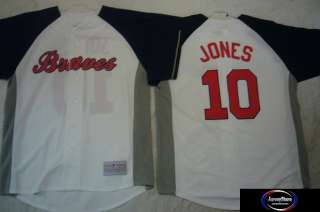 Braves CHIPPER JONES Baseball Jersey White LARGE  