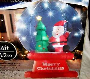 Christmas Santa Snow Globe Airblown Inflatable 4 Feet Yard Art Lights 