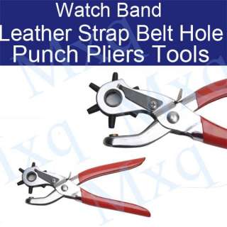 RED Watch Band Leather Strap Belt Hole Punch Plier Tool  