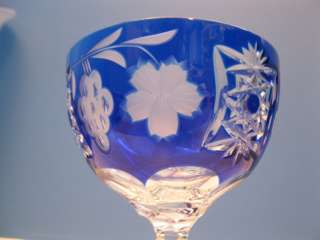 Waterford Cobalt Blue Marsala Cut Cased Crystal Water Goblet Glass 