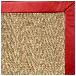  Seashell Sisal Rug with Red Leather Binding   6x9