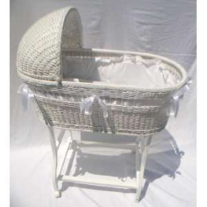  Handmade Wicker Bassinet (34 H w/o hood x 45 H w/hood) x 