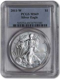   Silver Eagle Uncirculated Collectors Burnished Coin   PCGS MS69  