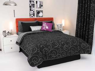 Black Silver Gray Comforter Sheets Bedding Set Full 10  