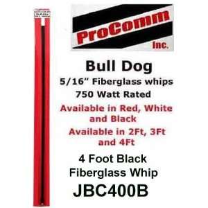   Bull Dog 4 Ft. Fiber Glass Whip CB Antenna (Black)