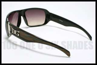 DG MENS Cool Big Fashion Sunglasses Designer BLACK with Brown pattern