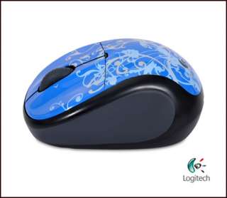 NEW Logitech V220 Cordless Optical Mouse  Blue Flourish  