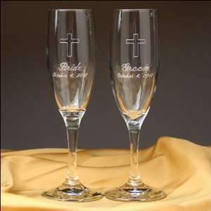   Champagne Glasses Simple Cross design 