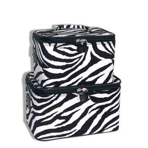 BLACK ZEBRA SET 2 Cosmetic Case Luggage Tote makeup bag  