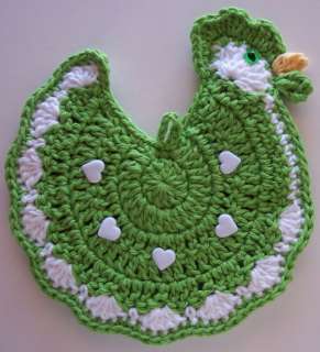 Crocheted Chicken Potholder Made From Cotton Yarn  