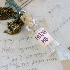 DRINK ME bottle necklace pendant Alice in Wonderland  