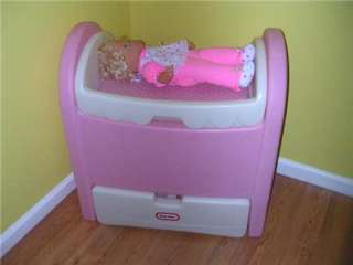Little Tikes Baby Doll Bed Cradle Crib Bassinet w/ DOLL  