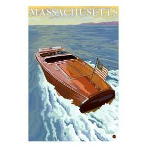 Massachusetts, Chris Craft Boat Giclee Poster Print 