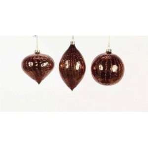   Coffee Bubble Textured Glass Finial Christmas Ornament