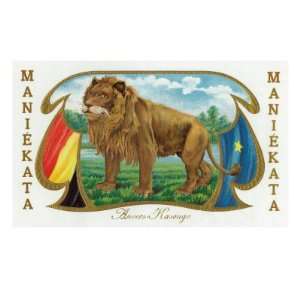  Maniekata Brand Cigar Box Label, Lion Giclee Poster Print 