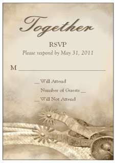 WESTERN SPURS WEDDING INVITATIONS & RSVP W/ ENVELOPES  