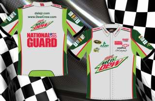 2012 Dale Earnhardt JR Mountain Dew Gray NASCAR Pit Crew Shirt Adult 