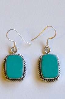 Sterling Silver Natural Turquoise Dangle Earrings  