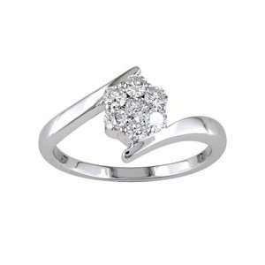  14K White Gold 1/2 ctw Diamond Cluster Ring Jewelry