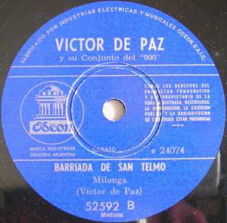 VICTOR DE PAZ Y SU CONJUTO DEL 900 78 rpm LA CUMPARSITA  