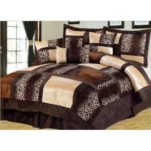  Leopard Patchwork Micro Suede Comforter Bedding Set