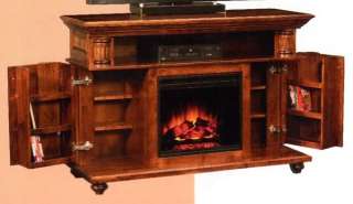 Amish Wood Plasma TV Stand Media Electric Fireplaces  