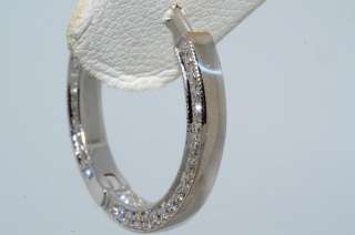 7,500 1.31CT DIAMOND IN & OUT HOOP EARRINGS ROUND CUT VS 18K WHITE 