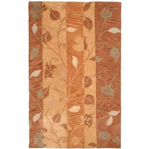 Contemporary Orange and Tan Fusion Collection Floral Wool Area Rug 8 