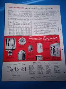 Vtg Diebold Inc Brochure~Vault/File Room Doors~Catalog~1952  