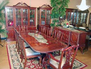 11pc Mahogany Dining Room Set Chippendale China Buffet  