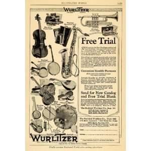  1921 Ad Rudolph Wurlitzer Instruments Music Cornet Sax 