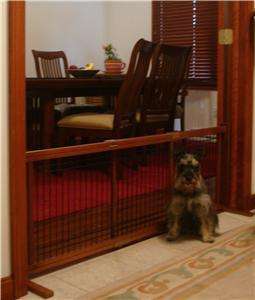 WOOD/WIRE Freestanding DOG BABY GATE pet fence 72 Wide  