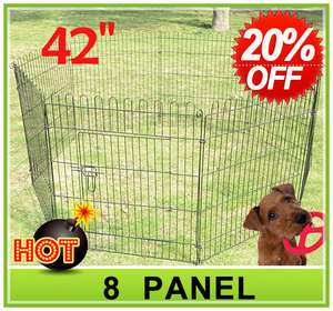 42 8 panel Pet Dog Cat Exercise Pen Playpen Fence Yard Kennel 