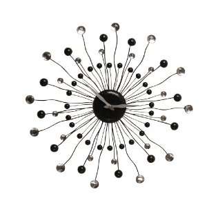   Black Metal Wall Clock with Crystal Bling 24.5 inch