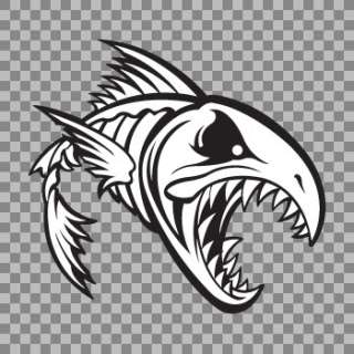 Decal Stickers Aungry Skull Skeleton Fish Attack XRX48  