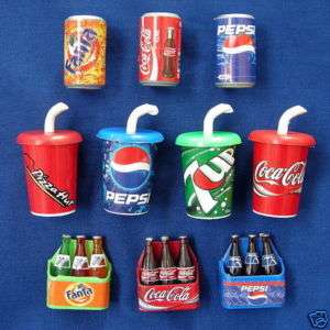 10 VARIETY OF SOFT DRINK FRIDGE MAGNETS   N33A  