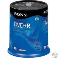 SONY DVD+R 100 PACK 4.7GB 120 MIN DVD 16x PRINTABLE  