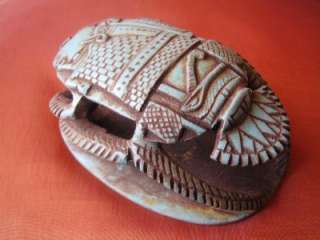 RARE Antique Handmade Amulet Egyptian Beetle Scarab Statue Figurine 